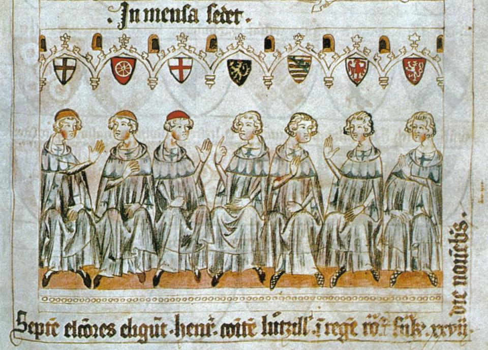The imperial prince-electors, from Codex Balduini Trevirorum, c. 1340